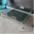 Glass Coffee Table with Metal Frame 50" x 38"
